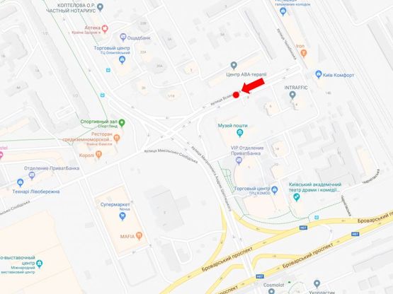 Схема рекламної площини за адресою Нестайко ул. (ул. Мильчакова) 5, разделитель, в сторону МВЦ, ст. м. "Левобережная"