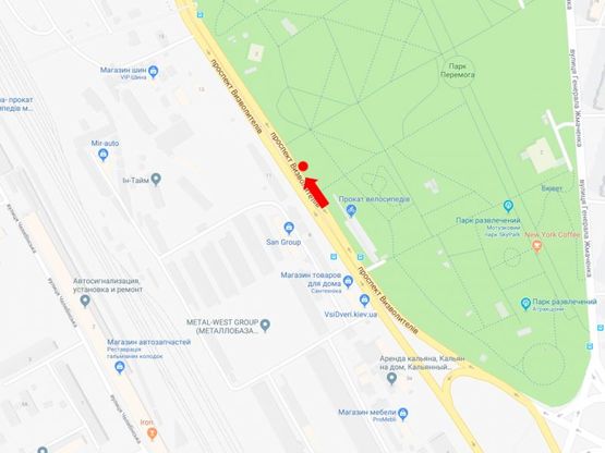 Схема рекламної площини за адресою Освободителей пр., 9, в сторону бул. Перова