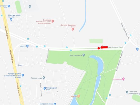 Схема рекламной плоскости по адресу Навои пр., разделитель, в сторону бул. Перова