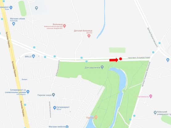 Схема рекламной плоскости по адресу Навои пр., разделитель, в сторону рынка "Юность", ул. Братиславской