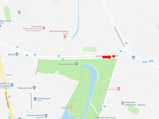 Схема рекламной плоскости по адресу Навои пр. - ул. Жмаченко, разделитель, в сторону рынка "Юность", ул. Братиславской