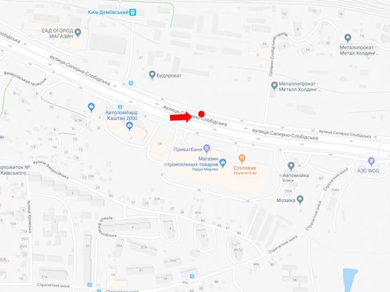 Схема рекламної площини за адресою Саперно-Слободская ул., 26, напротив супермаркета "Leroy Merlin", на светофоре, в сторону Южного моста