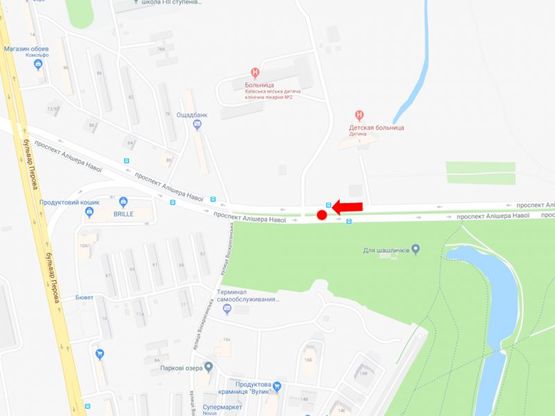 Схема рекламной плоскости по адресу Навои пр., 1а, разделитель, в сторону бул. Перова