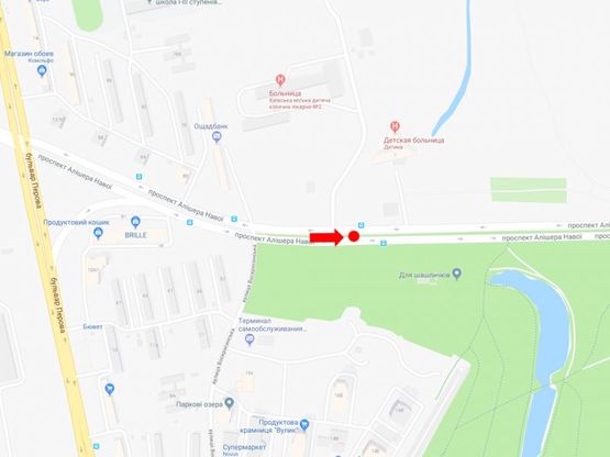 Схема рекламной плоскости по адресу Навои пр., 1а, разделитель, в сторону рынка "Юность", ул. Братиславской