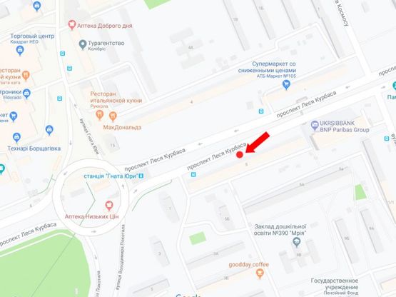 Схема рекламной плоскости по адресу Курбаса пр., 5, в сторону Кольцевой дороги