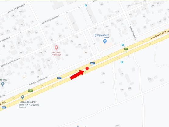 Схема рекламної площини за адресою Броварской пр., 45 на разделителе, в сторону Броваров