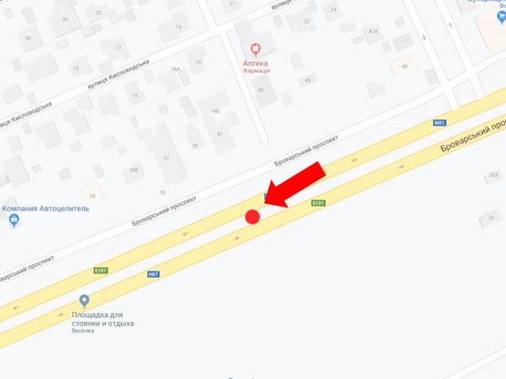 Схема рекламной плоскости по адресу Броварской пр., 37 на разделителе, в сторону ст.м. "Лесная", центра