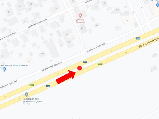 Схема рекламної площини за адресою Броварской пр., 37 на разделителе, в сторону Броваров
