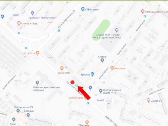 Схема рекламної площини за адресою Свободы пр., 8/28 - ул. Межевая, в сторону рынка "Виноградарь"