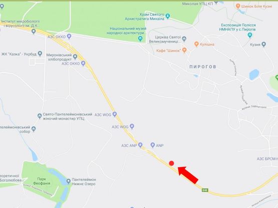 Схема рекламної площини за адресою Заболотного ул., 600 м. до АЗС "WOG", в сторону Одесской пл.