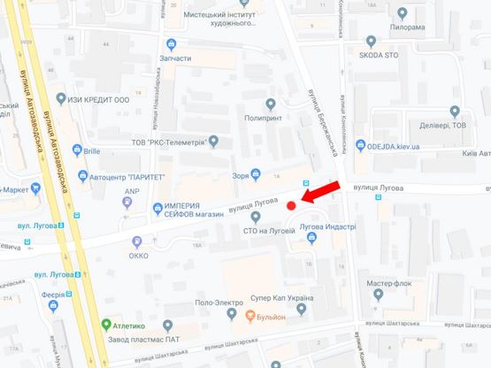 Схема рекламной плоскости по адресу Луговая ул. - ул. Бережанская, на светофоре, в сторону в сторону ул. Автозаводская, ул. Вышгородская