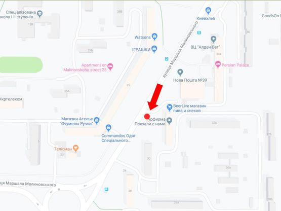 Схема рекламной плоскости по адресу Малиновского ул., 32, в сторону ст. м. «Оболонь»