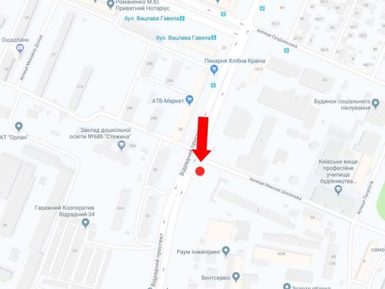 Схема рекламной плоскости по адресу Отрадный пр., 30, напротив  - ул. Шепелева, из центра