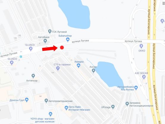 Схема рекламної площини за адресою Луговая ул., 16 в сторону ул. Богатырской