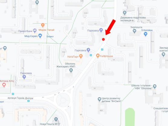 Схема рекламной плоскости по адресу Героев Сталинграда пр., 61 в сторону ул. Героев Днепра