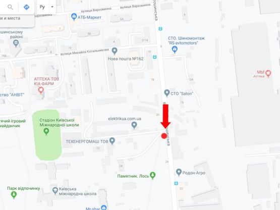 Схема рекламной плоскости по адресу Святошинская ул., 20, в сторону ул. Жмеринской