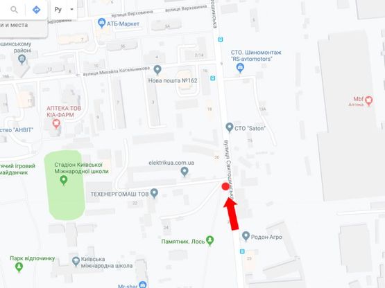 Схема рекламной плоскости по адресу Святошинская ул., 20, в сторону ст.м. "Святошино"