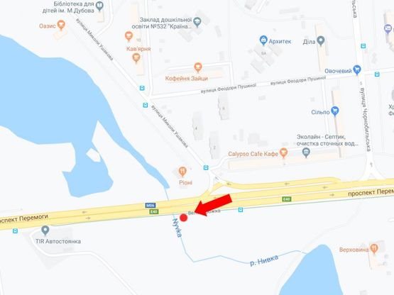 Схема рекламной плоскости по адресу Победы пр. - ул. Ушакова, напротив, из центра