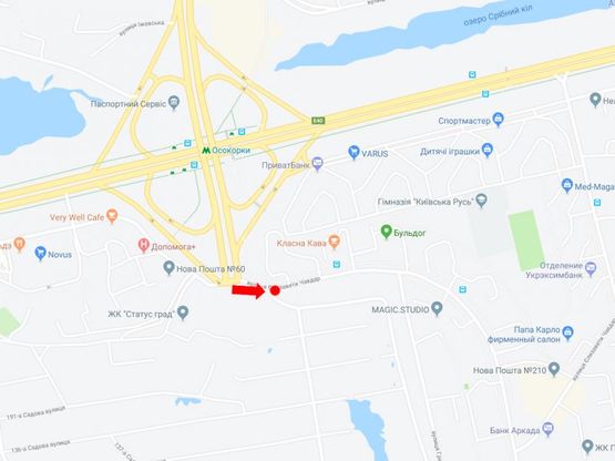 Схема рекламной плоскости по адресу Чавдар ул. - Днепровская наб., в сторону ул. Ващенко