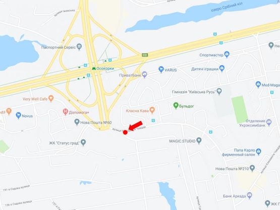 Схема рекламної площини за адресою Чавдар ул. - Днепровская наб., в сторону ст. м. "Осокорки", пр. Бажана