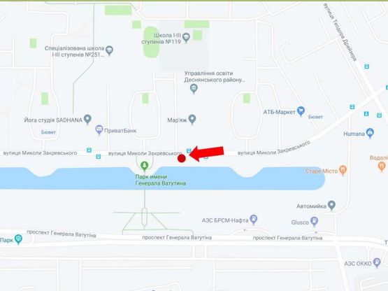 Схема рекламной плоскости по адресу Закревского ул., 15, напротив, в сторону пр. Маяковского