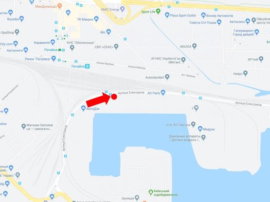 Схема рекламной плоскости по адресу Электриков ул., 12, напротив, в сторону ул. Набережно-Рыбальской