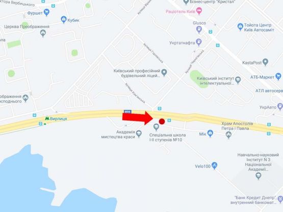 Схема рекламної площини за адресою Бажана пр., 300м. до Харьковской пл., из центра