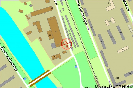 Схема рекламной плоскости по адресу Євгена Сверстюка (Марини Раскової), 21а рух від проспекту Соборності, ліворуч