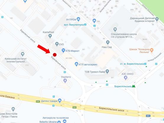 Схема рекламной плоскости по адресу Харьковское шоссе, 201/203, в сторону Харьковской пл.