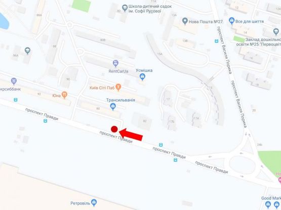 Схема рекламной плоскости по адресу Правды пр., 80, в сторону ул. Гречка