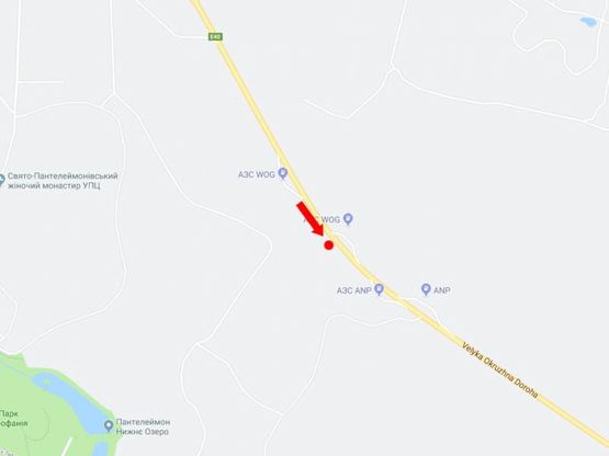 Схема рекламной плоскости по адресу Заболотного ул., 31е, АЗС "WOG", в сторону Столичного шоссе