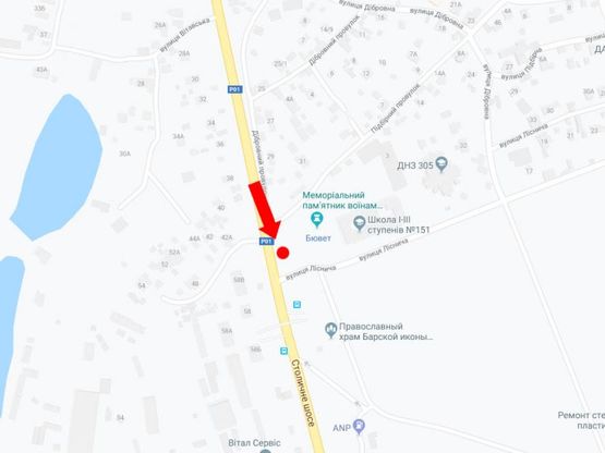 Схема рекламної площини за адресою Столичное шоссе - ул. Лесничая, в сторону Конча-Заспы