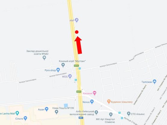 Схема рекламной плоскости по адресу Городская ул., возле АЗС "ANP", в сторону Пущи Водицы, Гостомеля, Бучи