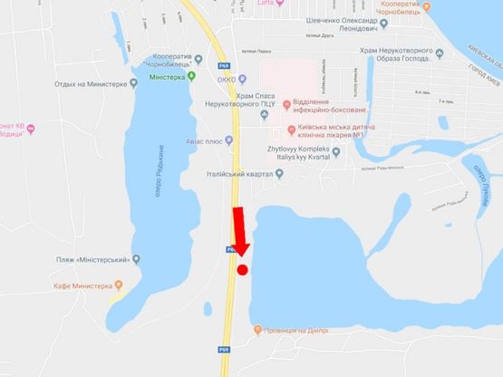 Схема рекламної площини за адресою Богатырская ул., в сторону супермаркета "Эпицентр", центра