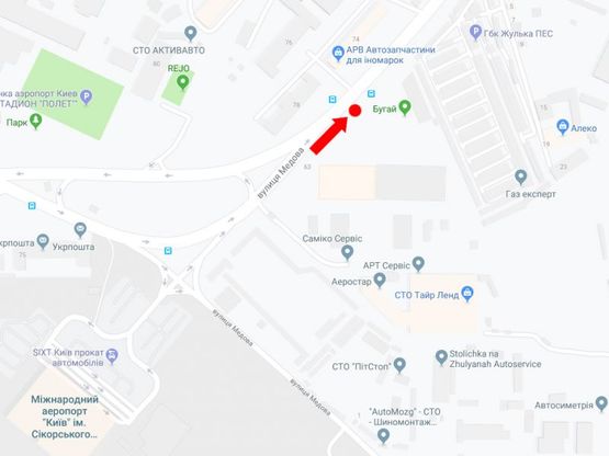 Схема рекламної площини за адресою Воздухофлотский пр., 63, на светофоре, возле аэропорта "Киев", в сторону Севастопольской пл.