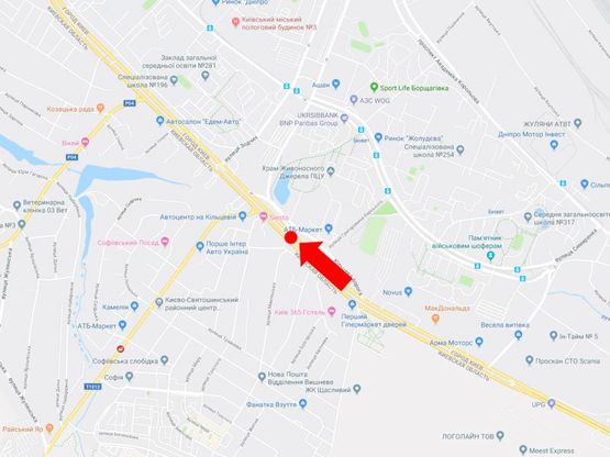 Схема рекламной плоскости по адресу Кольцевая дорога - ул. Григоровича-Барского, разделитель, в сторону пр. Победы