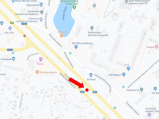 Схема рекламной плоскости по адресу Кольцевая дорога - ул. Григоровича-Барского, разделитель, в сторону Одесской пл.