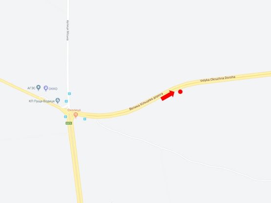 Схема рекламной плоскости по адресу Большая Кольцевая дорога,700 м. от Пущи Водицы , в сторону ул. Газопроводной, Минского пр.