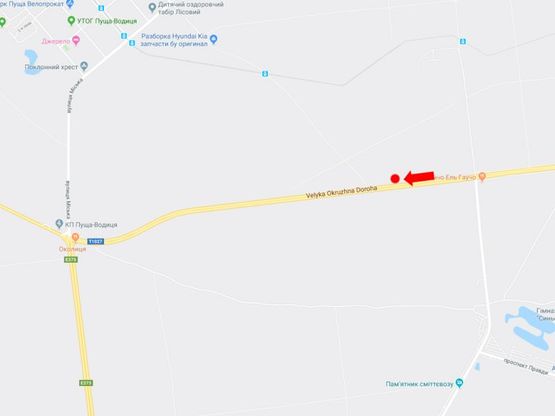 Схема рекламної площини за адресою Большая Кольцевая дорога, 2 км. до Пущи Водицы, ул. Городская