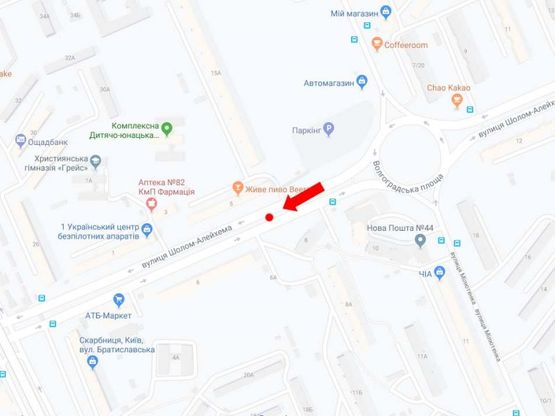 Схема рекламної площини за адресою Шолом-Алейхема ул., 8, разделитель, в сторону ул. Братиславской, рынка "Юность"