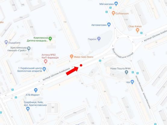 Схема рекламной плоскости по адресу Шолом-Алейхема ул., 8, разделитель, в сторону ул. Милютенко