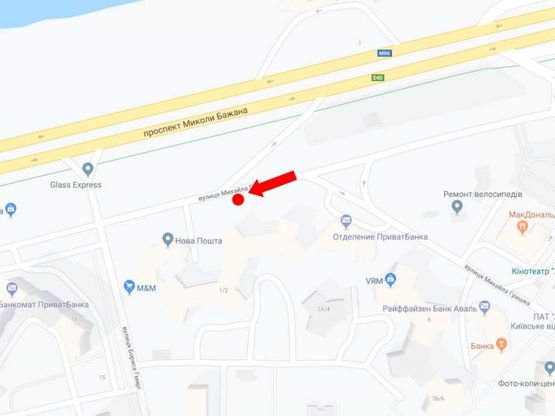 Схема рекламної площини за адресою Гришко ул. - ул. Гмыри, возле McDonald's, в сторону ст.м. "Осокорки"