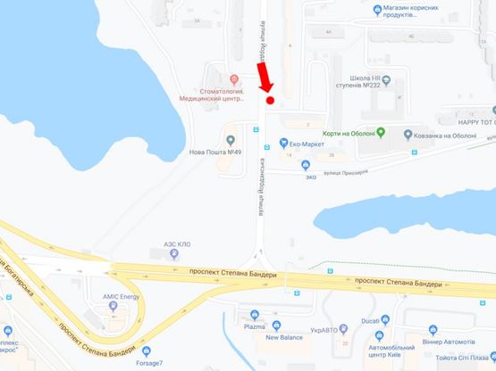 Схема рекламної площини за адресою Иорданская ул. (бывш. Гавро ул.), 4  -  ул. Архипенко (бывш. М. Залки), в сторону пр. Бандеры