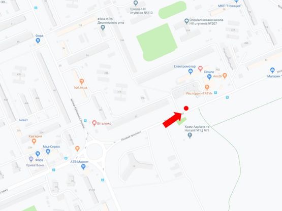 Схема рекламної площини за адресою Лесной пр., 35, возле супермаркета "Сильпо", в сторону ул. Волкова