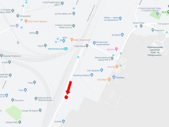 Схема рекламної площини за адресою Воздухофлотский пр., 50м до жд переезда, в сторону Вишневого