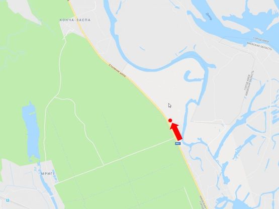 Схема рекламной плоскости по адресу Столичное шоссе, 100 м до Олимпийского мишки, в Киев