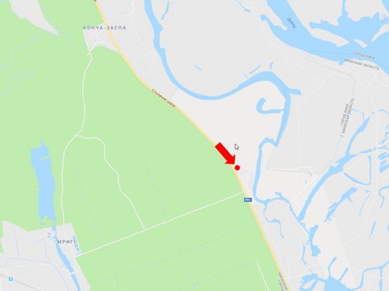 Схема рекламной плоскости по адресу Столичное шоссе, 100 м за Олимпийским мишкой, из Киева