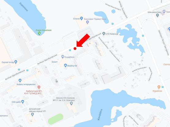 Схема рекламной плоскости по адресу Здолбуновская 9, напротив супермаркета "Сильпо", в сторону ул. Сортировочной, Днепровской Набережной