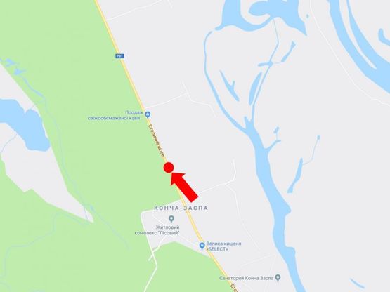 Схема рекламной плоскости по адресу Столичное шоссе, 500 м от ул. Генерала Матыкина, супермаркета "Велика Кишеня", в Киев