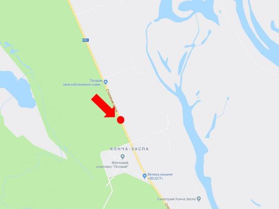 Схема рекламної площини за адресою Столичное шоссе, 500 м до ул. Генерала Матыкина, супермаркета "Велика Кишеня", из Киева